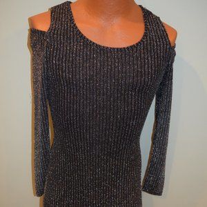 WOMENS SAY WHAT - BLACK/SILVER HOLIDAY DRESS - MEDIUM